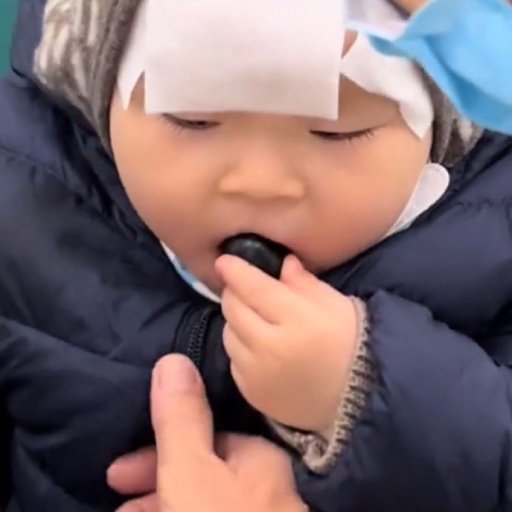 宝宝发烧也不忘炫大颗蓝莓