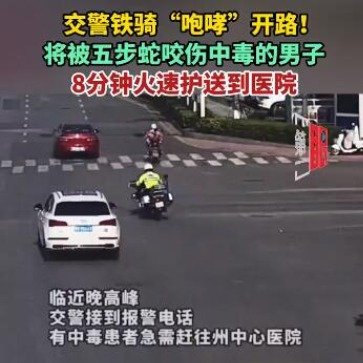 男子遭蛇咬伤交警8分钟咆哮护送