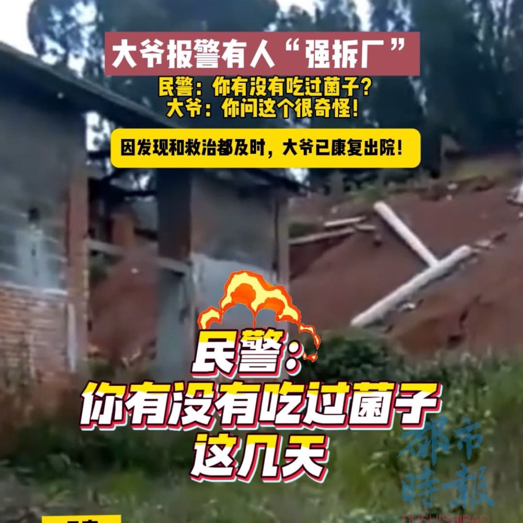 大爷吃菌后报警称厂被强拆