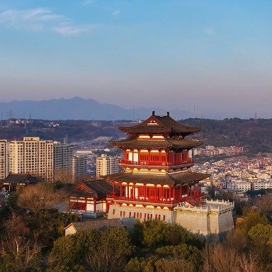 浙里绍兴新昌鼓山晚霞绝美