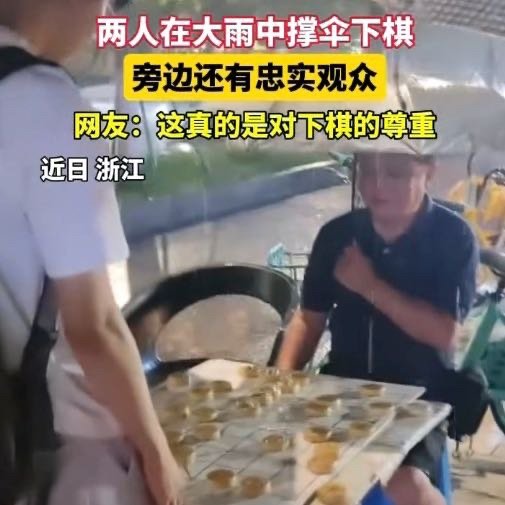 浙江两人雨中下棋